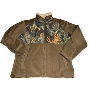 Vintage Tag Safari Outdoor x Mossy Oak Camo Fleece Full Zip Jacket M Hunting